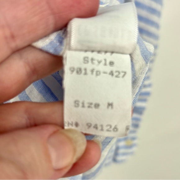 CP Shades striped 100% Linen coastal boyfriend button tunic shirt Medium coastal - Picture 7 of 9